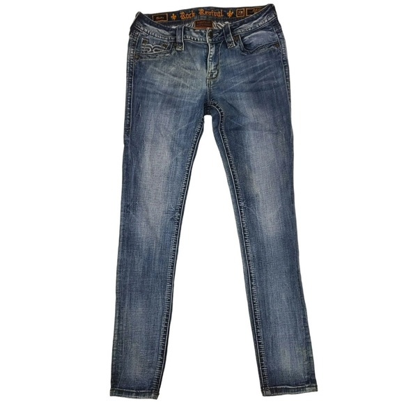 Rock Revival Muna Mid Rise Light Blue Skinny Jeans - Picture 2 of 12